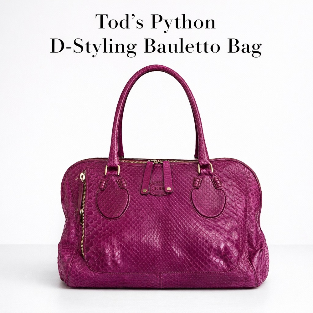 Tod’s Python D-Styling Bauletto Bag — Purple/Magenta Exotic Leather